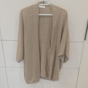 OAK + FORT Taupe Open-Front Lightweight Cardigan
